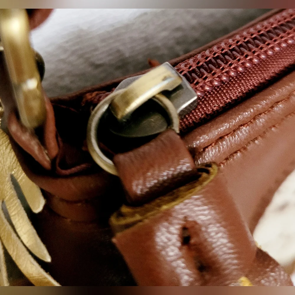 Justice Boho Fringe Faux Leather Crossbody Bag Letter 